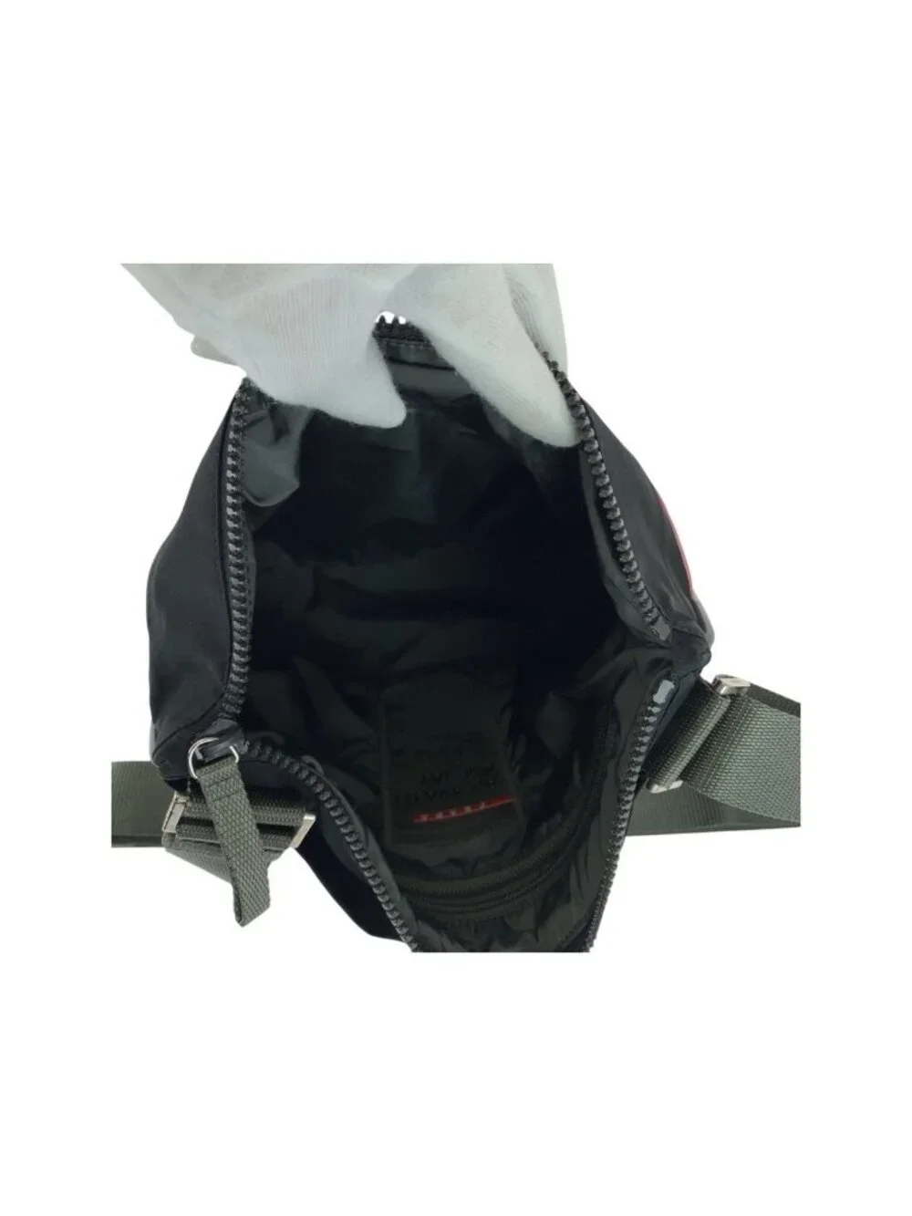 Prada Sports Black Khaki Silver Nylon Shoulder Bag Pochette
